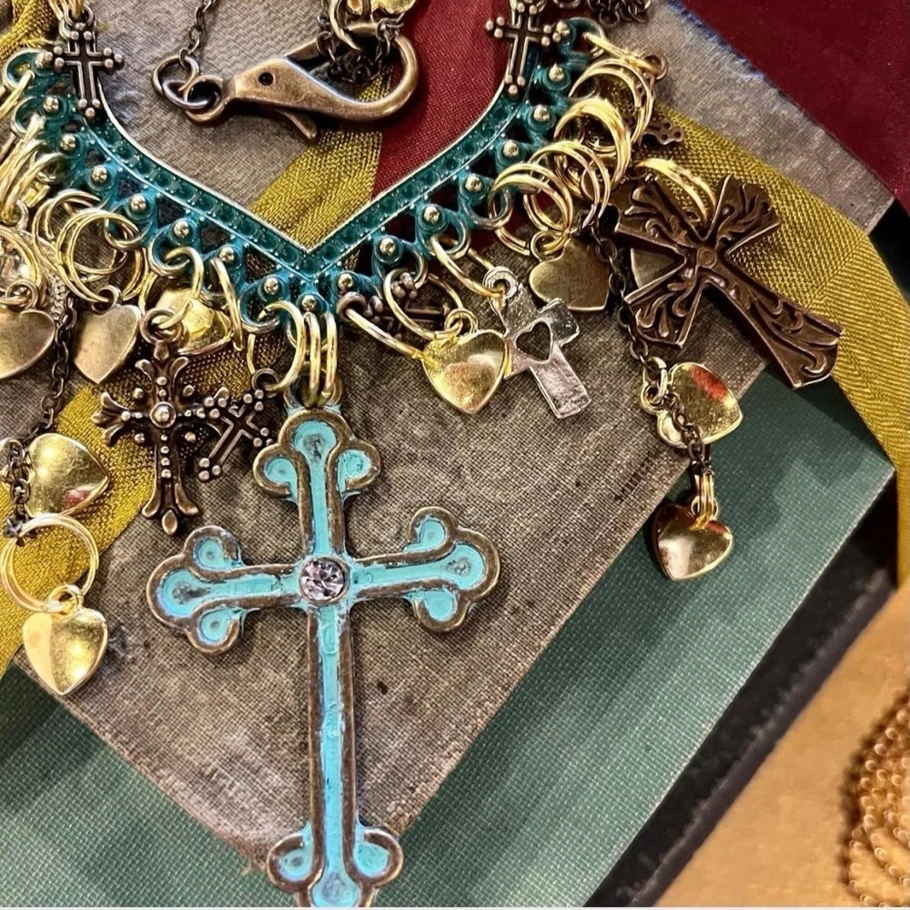Cross statement necklace. Boho spiritual necklace. Beautiful and full of grace.